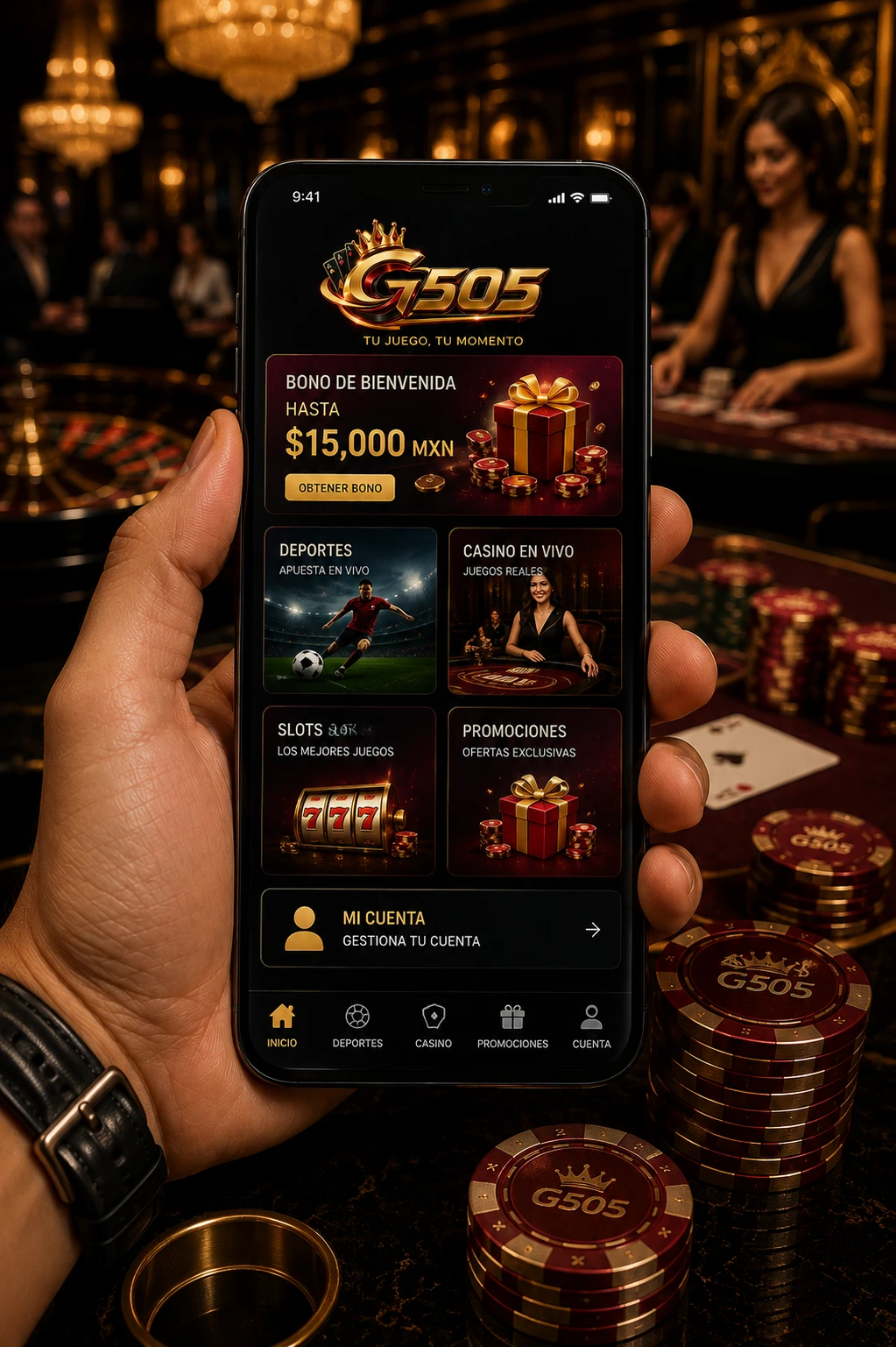 Aplicación móvil de casino y apuestas G505