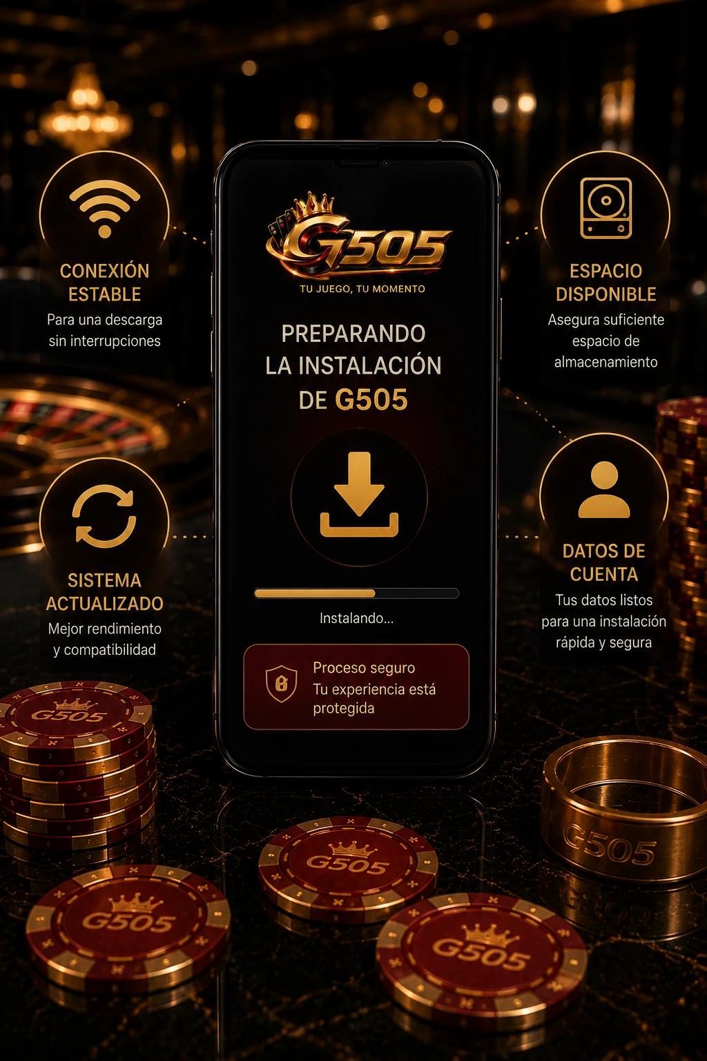 Preparación del teléfono para descargar G505